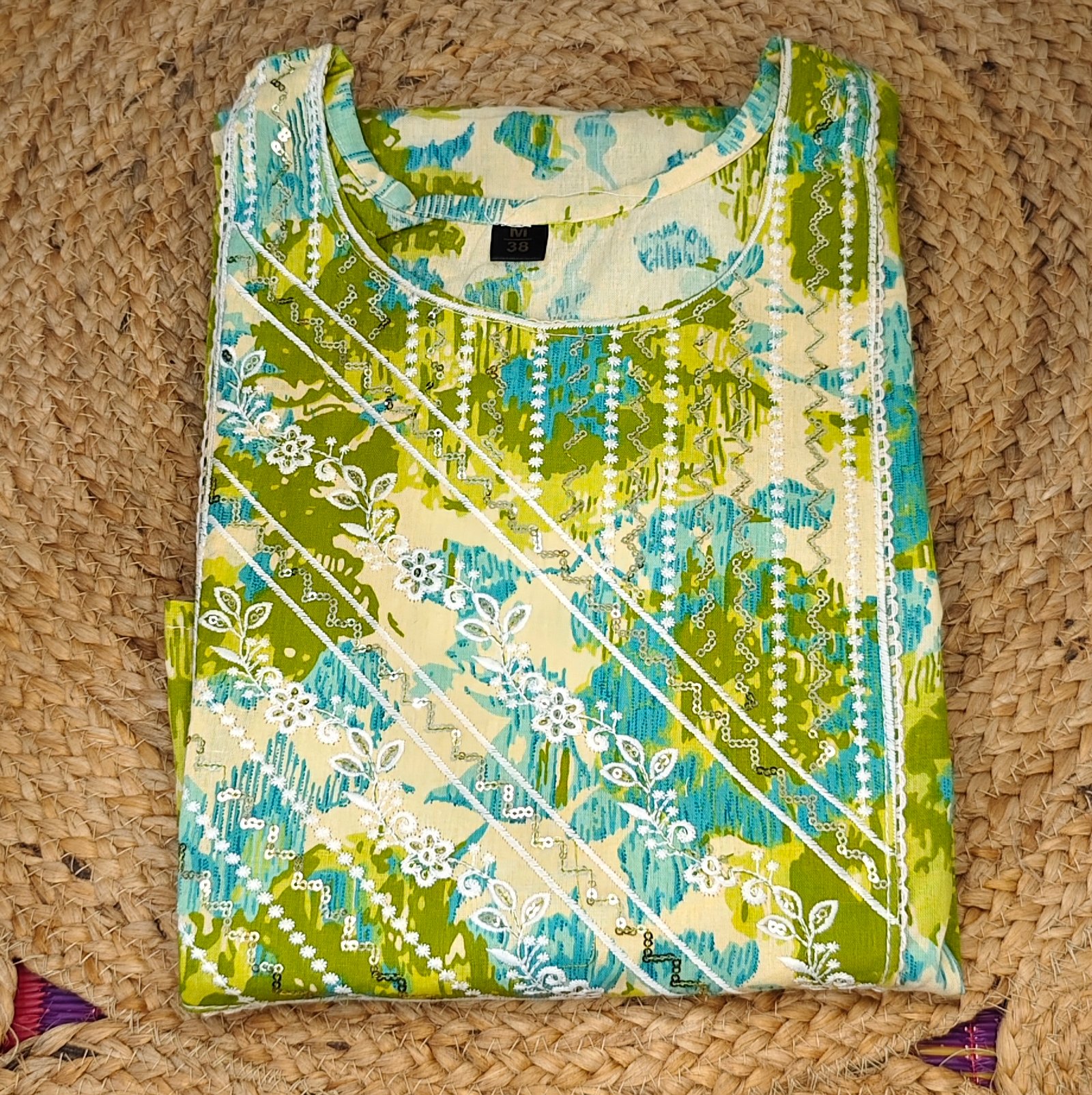 Women’s Green Printed Cotton 3 Piece Set - Image 3