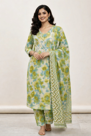 Women’s Green Printed Cotton set