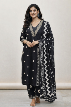 Ajrakh Women’s Black Printed Kurta set