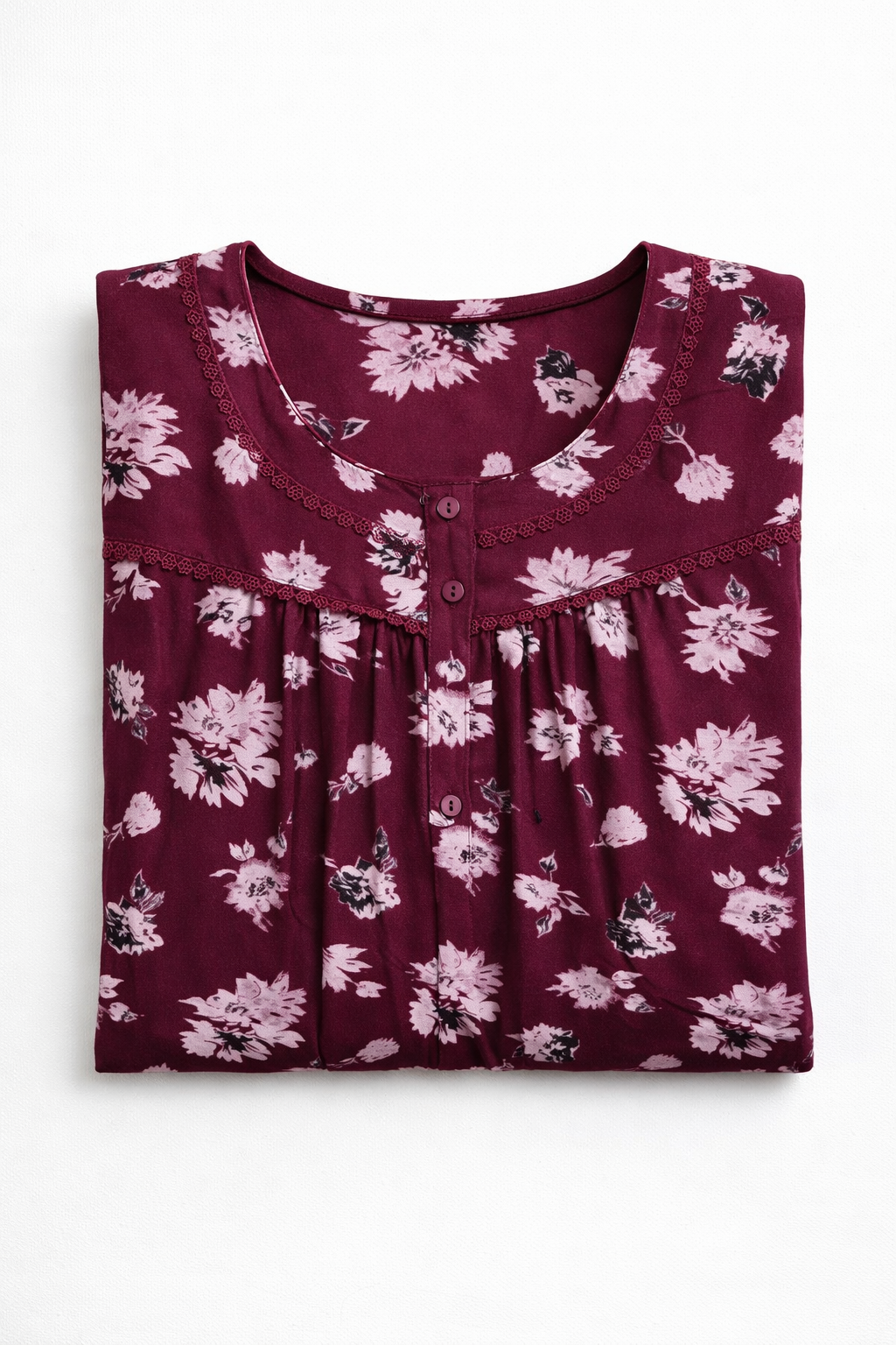 Maroon Alpine Floral Comfort Nighty - Image 4