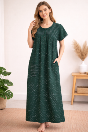 Women’s Bottle Green Cotton Nighty