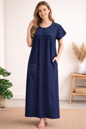 Women’s Navy Blue Cotton Nighty