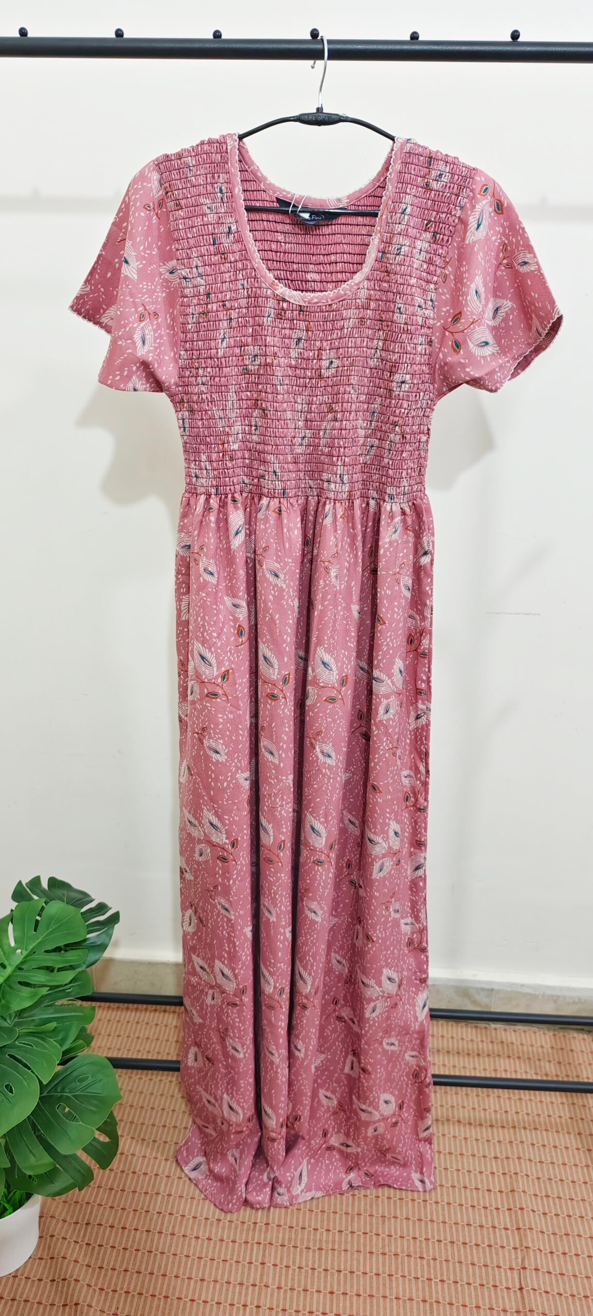 Women’s Pink Cotton Printed Nighty - Image 3