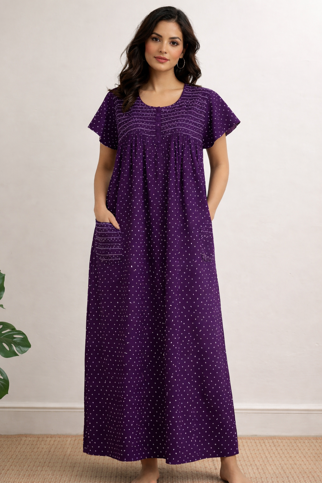 Women’s Purple Cotton Nighty