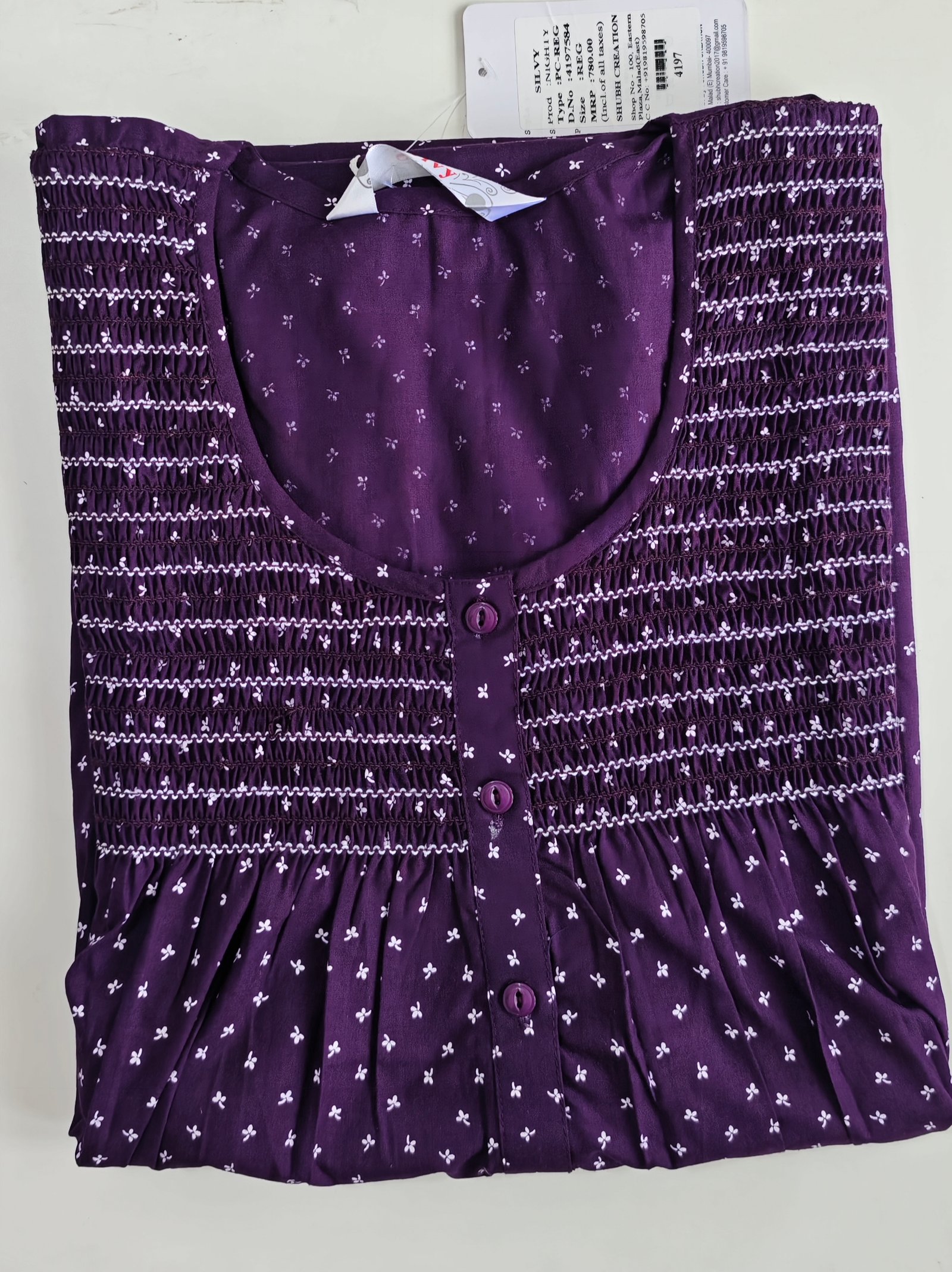 Women’s Purple Cotton Nighty - Image 4