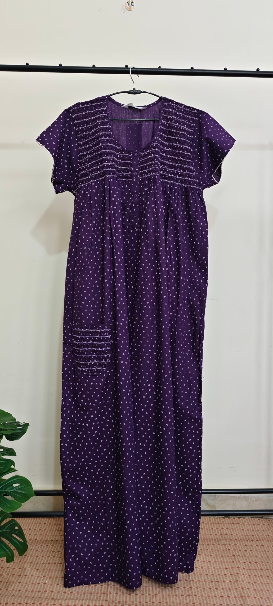 Women’s Purple Cotton Nighty - Image 3
