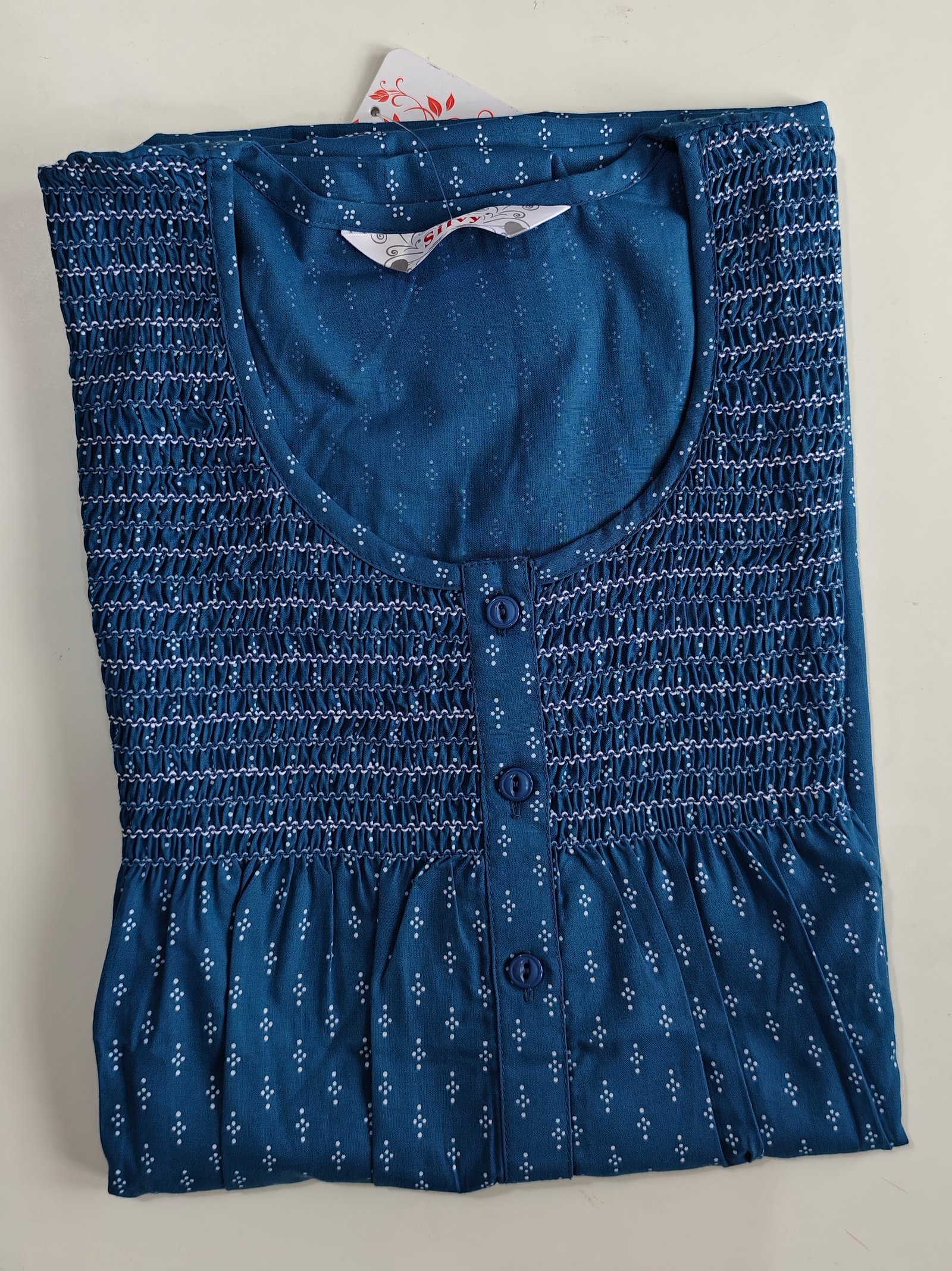 Women’s Sky Blue Cotton Nighty - Image 4