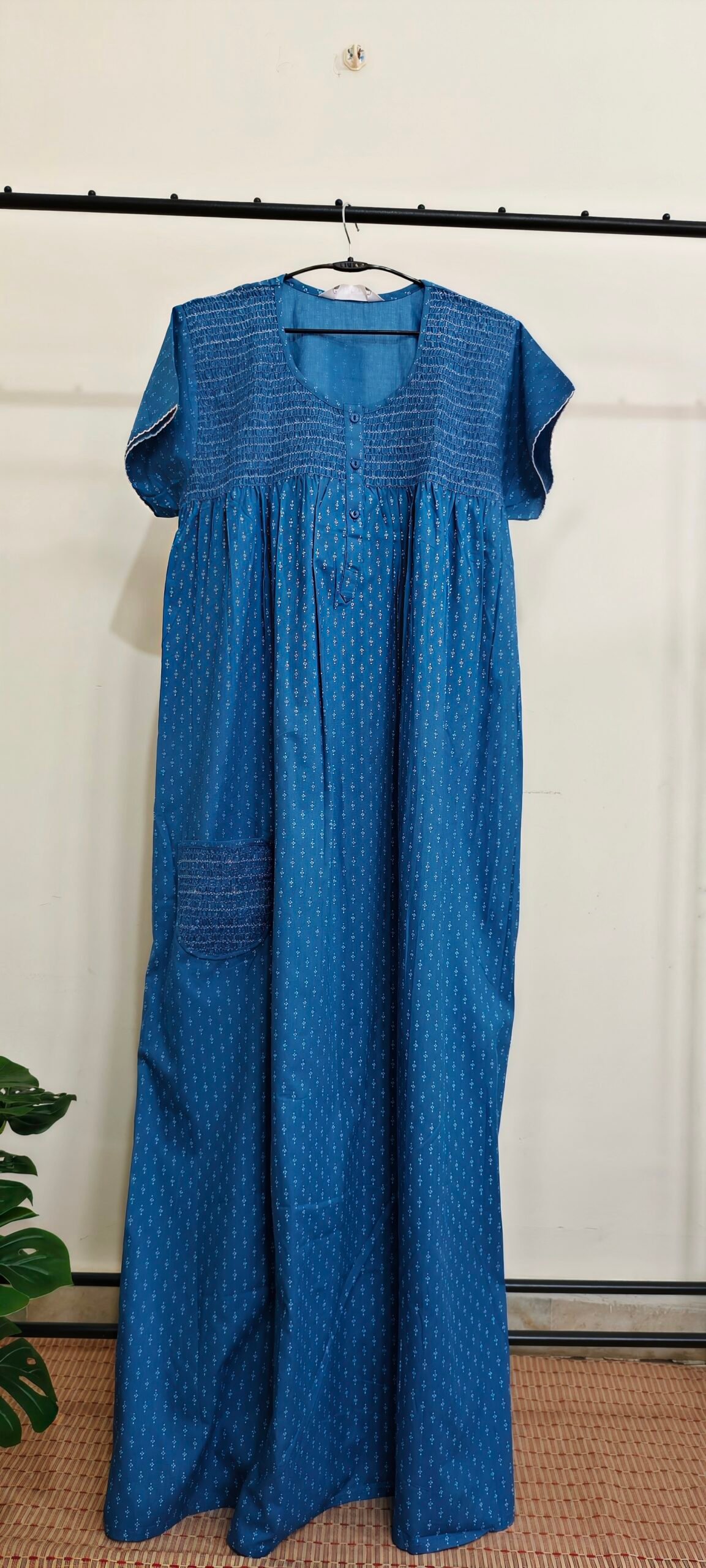 Women’s Sky Blue Cotton Nighty - Image 3