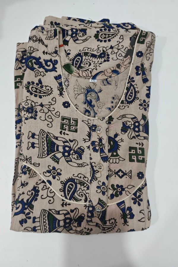 Kalamkari Nighty XXL White #001242