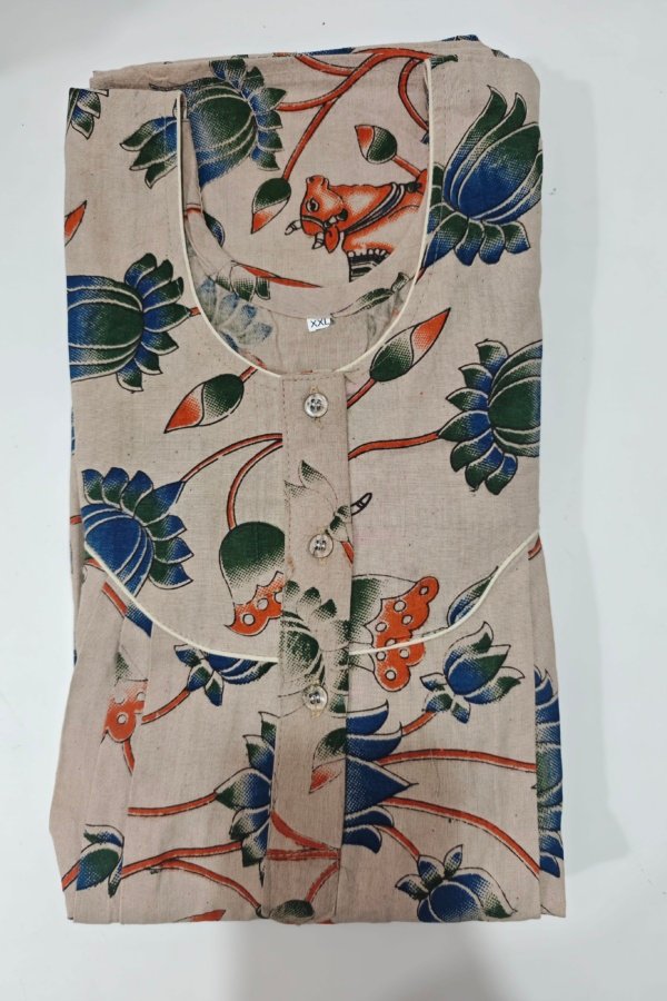 Kalamkari Nighty XXL Beige #001248