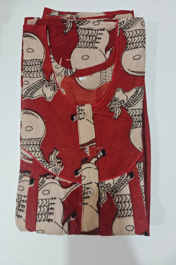 Kalamkari Nighty XXL Crimson #001247
