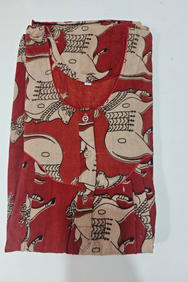 Kalamkari Nighty XXL Crimson #001243