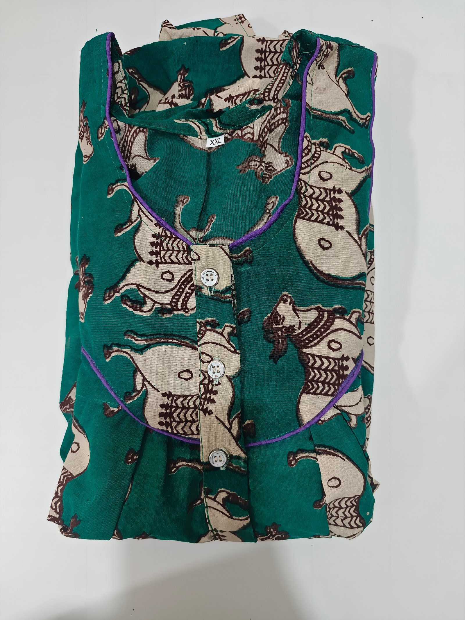 Kalamkari Nighty XXL Mint #001237