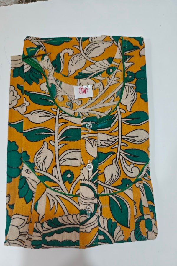 Kalamkari Cotton Nighty XL Blue #001222