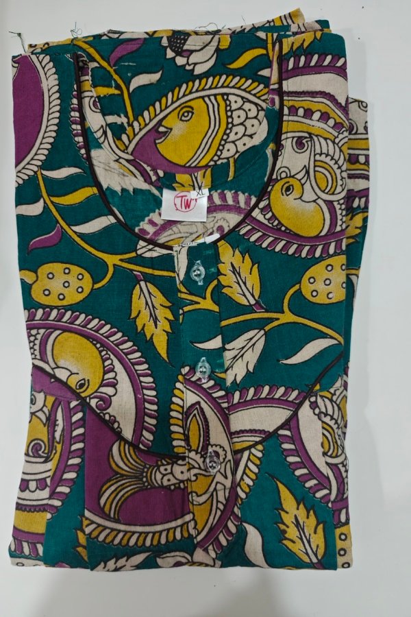Kalamkari Cotton Nighty XL Mint #001220