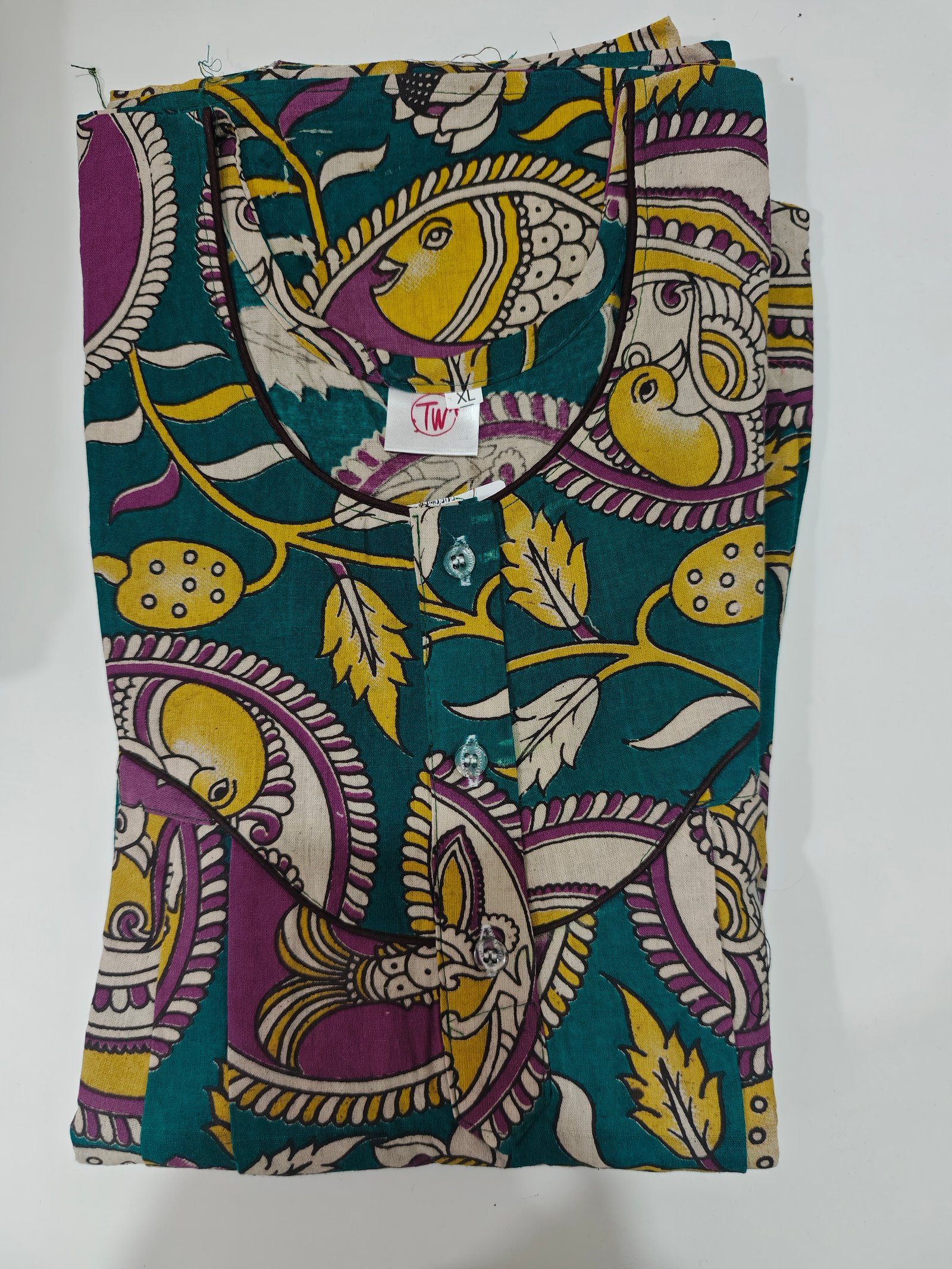 Kalamkari Cotton Nighty XL Mint #001220