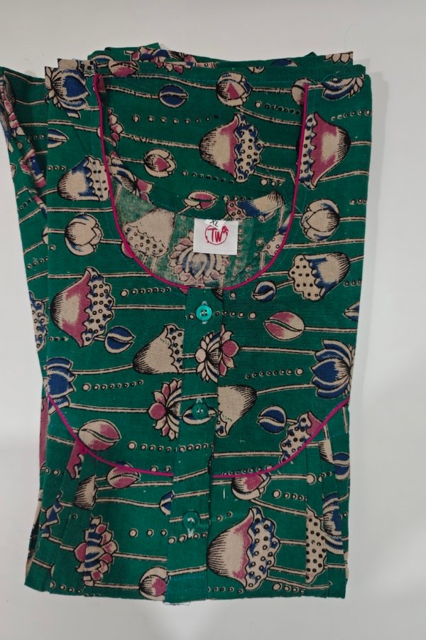 Kalamkari Cotton Nighty XL Mint #001231
