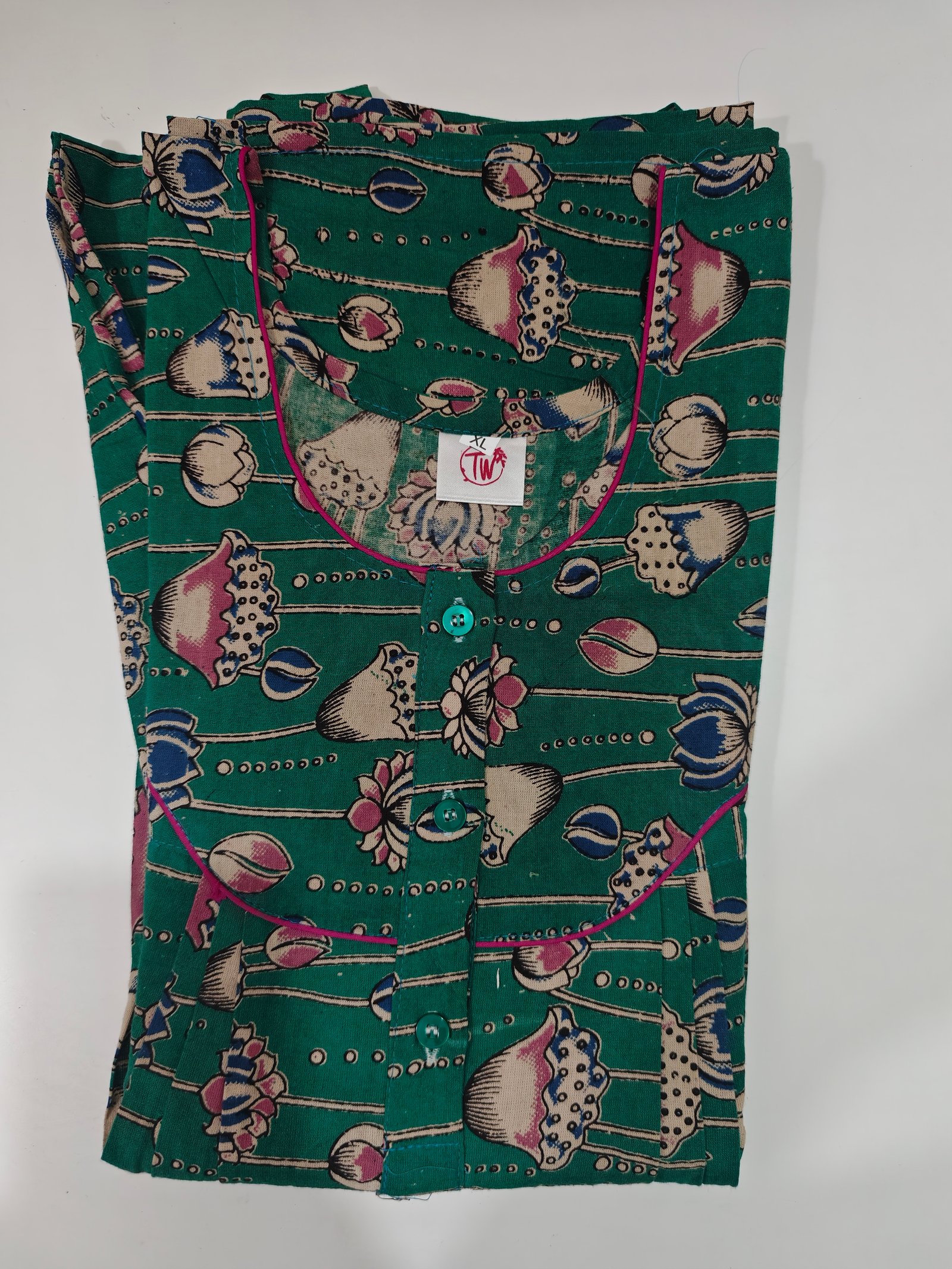 Kalamkari Cotton Nighty XL Mint #001231