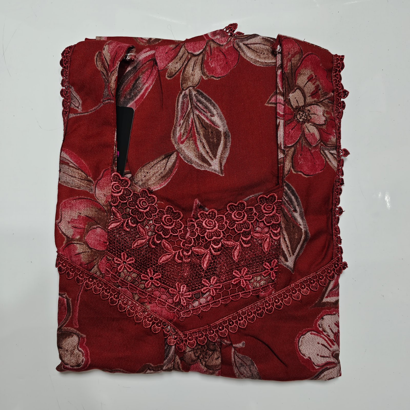 Figure Fine Fancy Lace Nighty L Crimson #001542