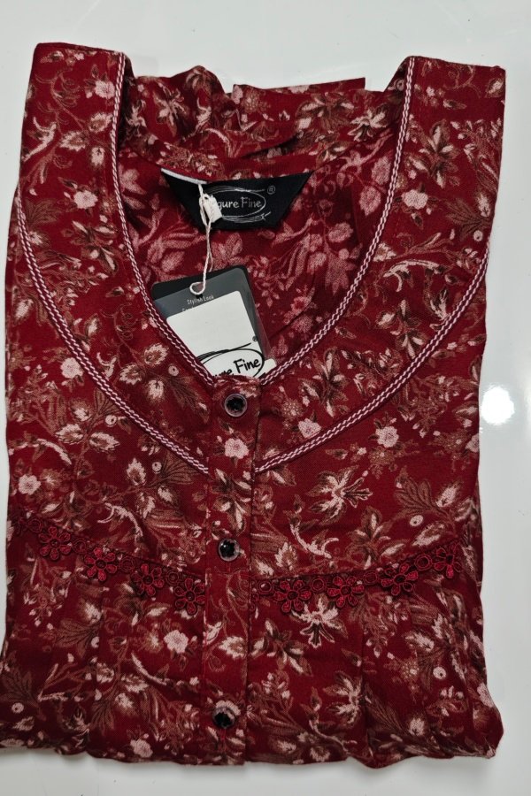 Figure Fine Fancy Lace Nighty Regular Crimson #001328