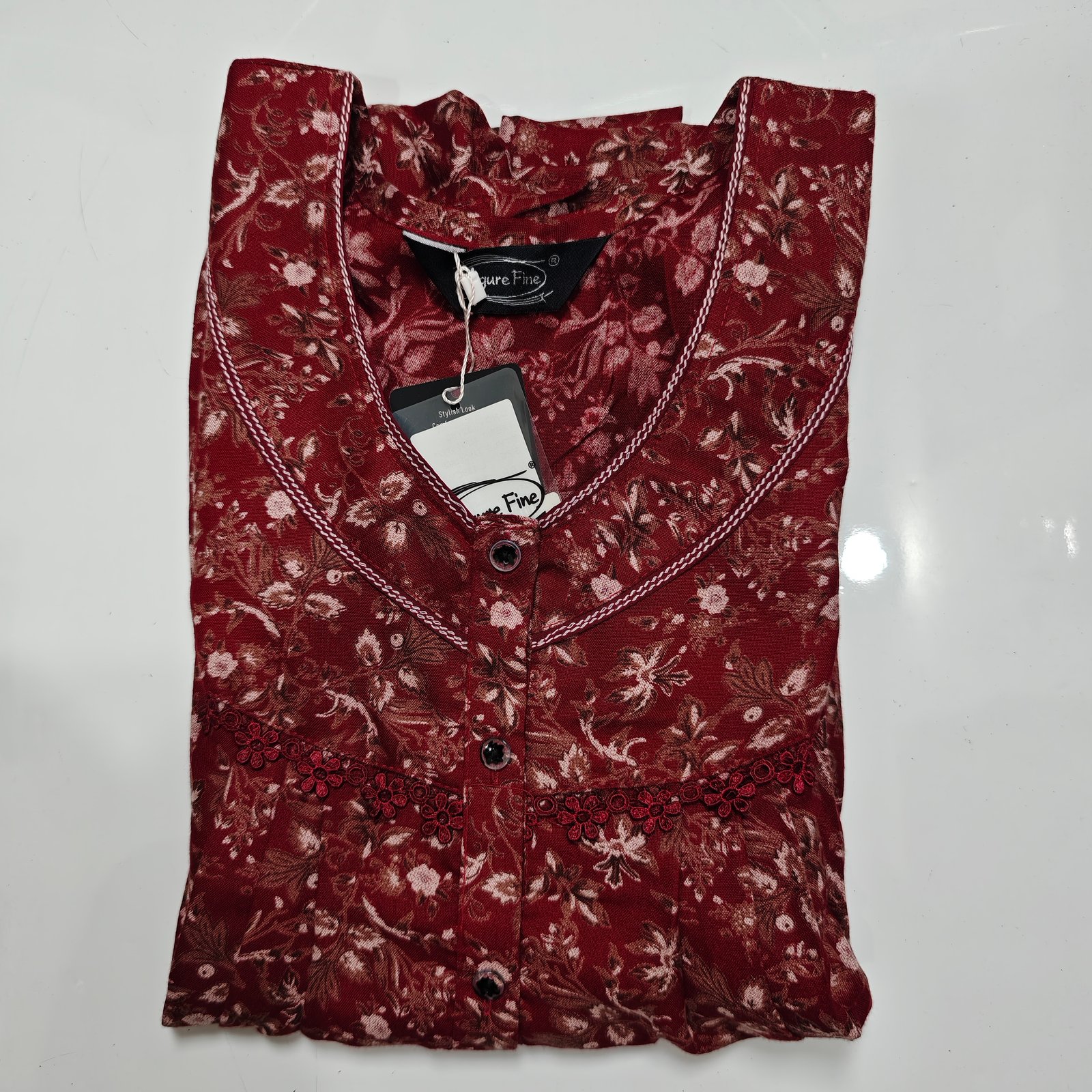 Figure Fine Fancy Lace Nighty Regular Crimson #001328