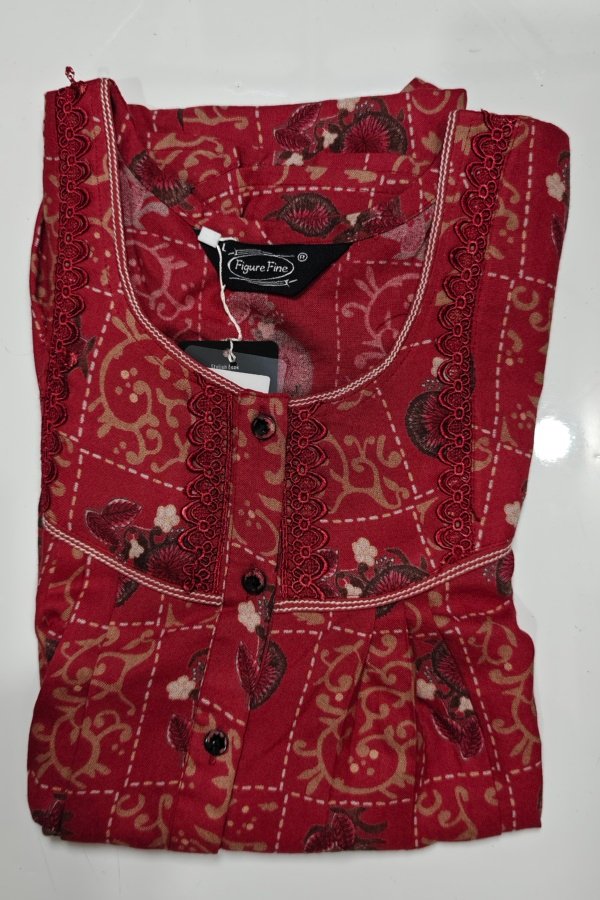 Figure Fine Fancy Lace Nighty Regular Crimson #001329