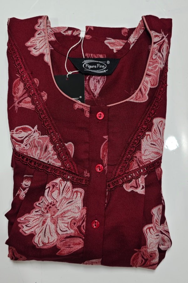 Figure Fine Fancy Lace Nighty Regular Crimson #001323