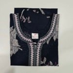 Premium Alpine Embroidery Neck Nighty Regular Navy Blue #001334