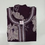 Premium Alpine Embroidery Neck Nighty Regular Maroon #001332