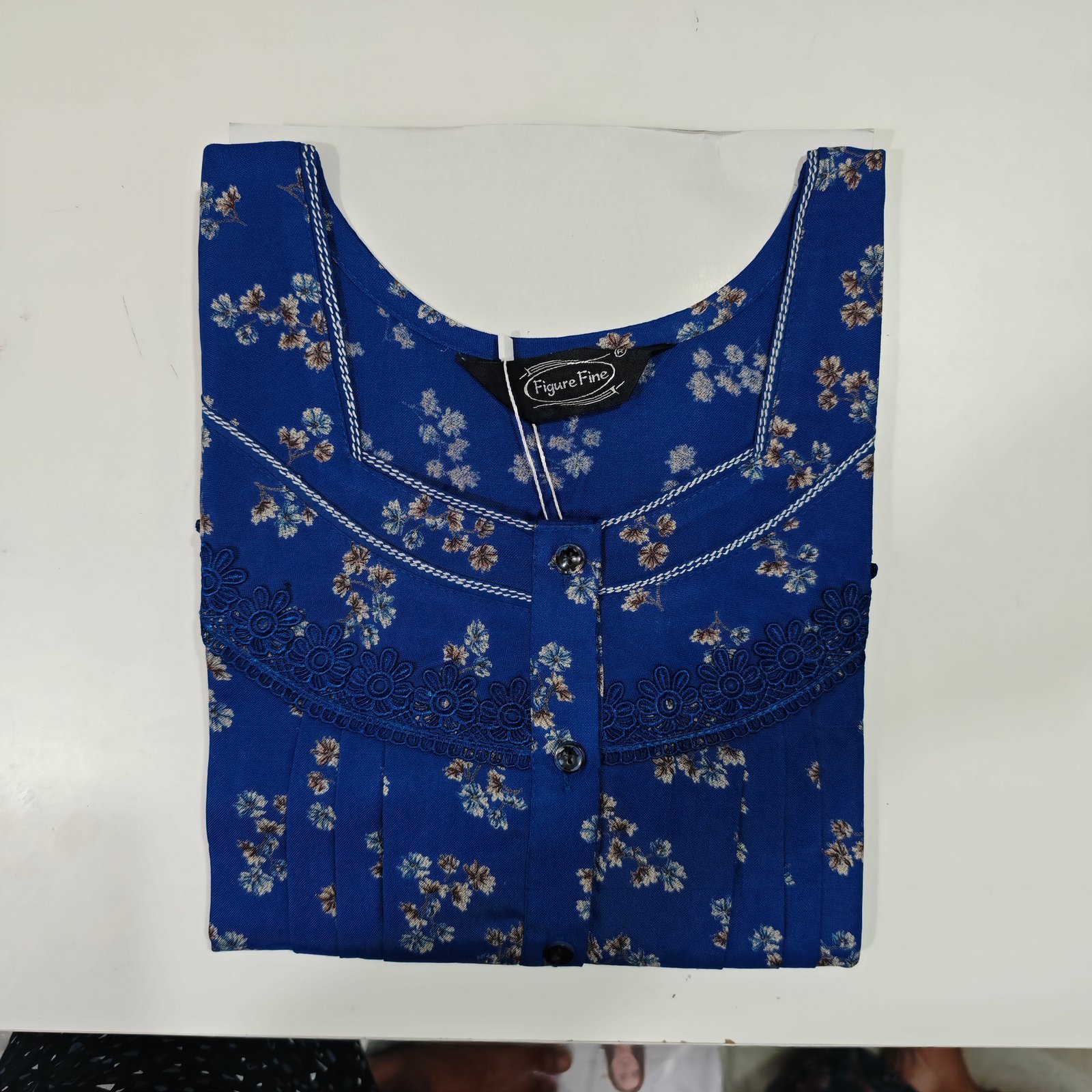 Figure Fine Fancy Lace Nighty Regular Navy Blue #001321