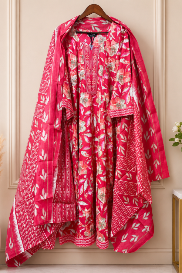 Pure cotton Anarkali kurti set XL Olive #001567