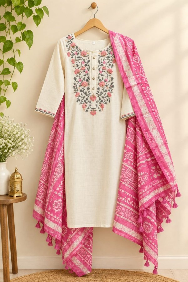Kadhi cotton 3 piece set XL Olive #002877