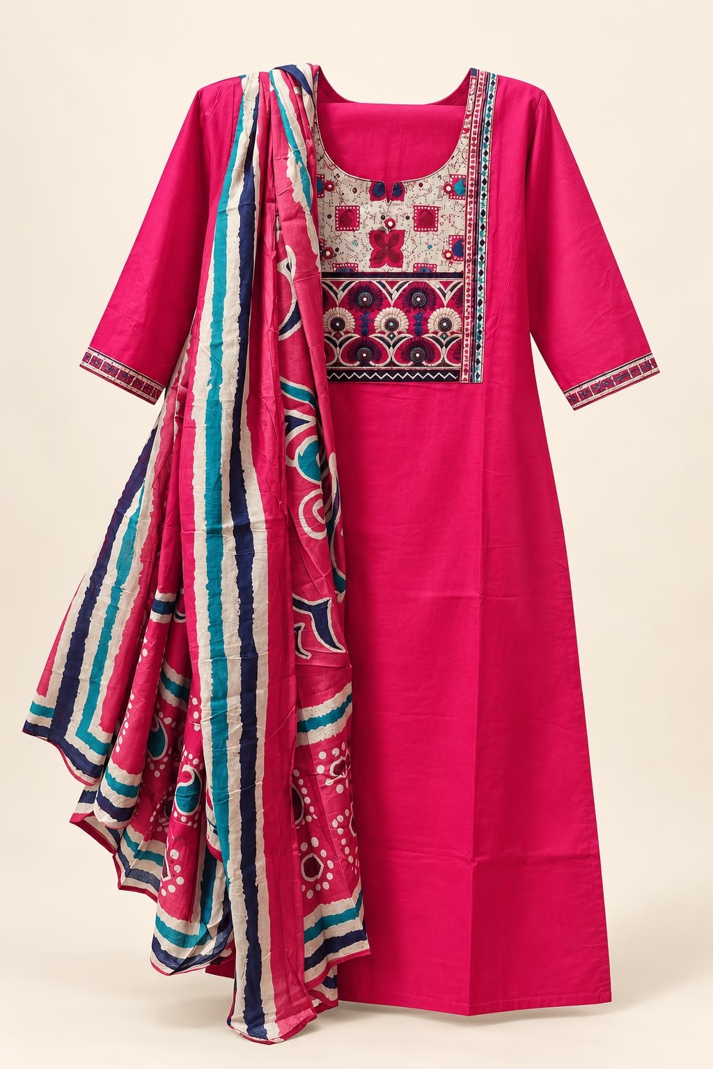 Pink Dabu cotton 3 piece set XL Pink #002876
