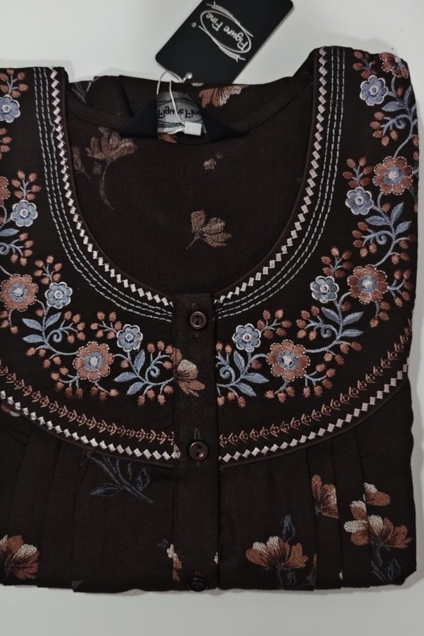 Alphine embroidery figure fine l L Black #002909